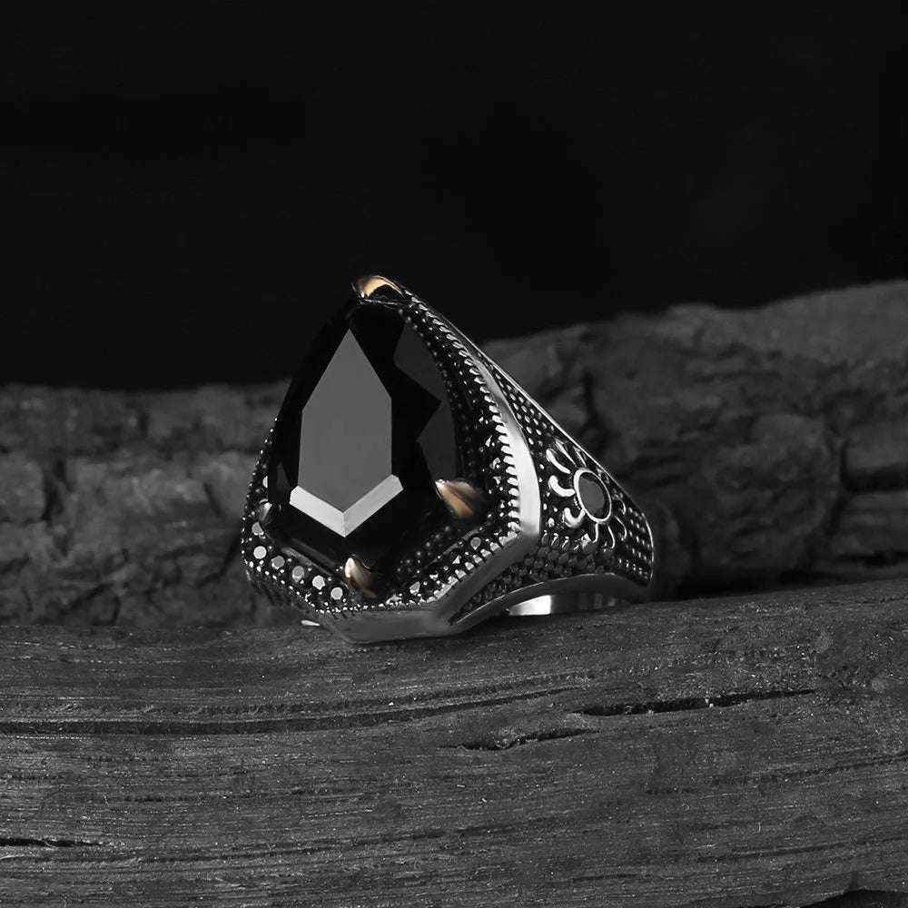Chevalière Homme en Argent 925 – Zircon & Motif Gravé - BIJOUNOUR