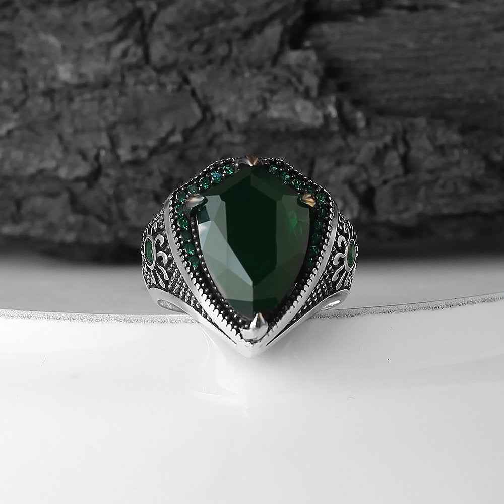 Chevalière Homme en Argent 925 – Zircon & Motif Gravé - BIJOUNOUR