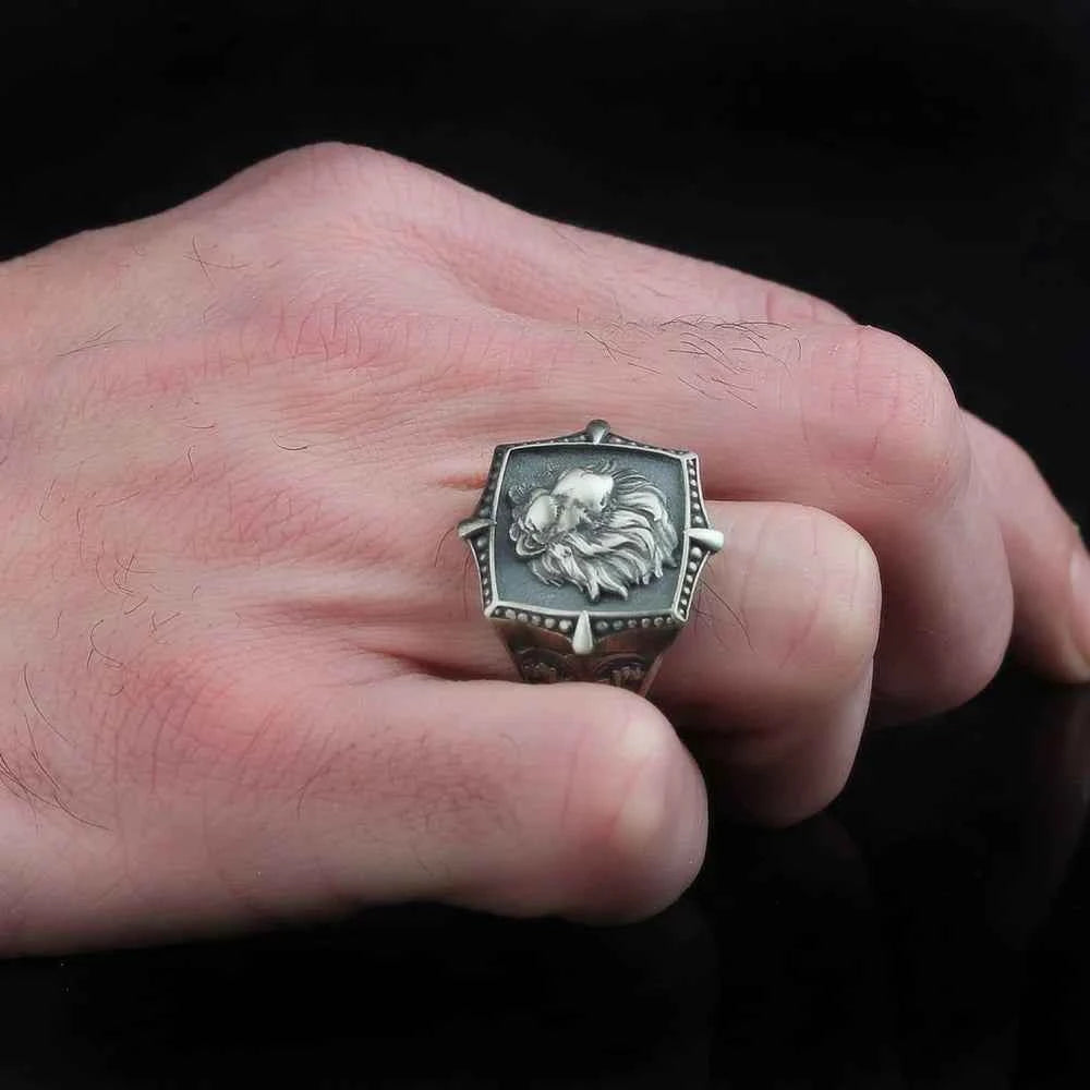 Chevalière Homme en Argent 925 – Symbole du Lion & Gravures Impériales - BIJOUNOUR