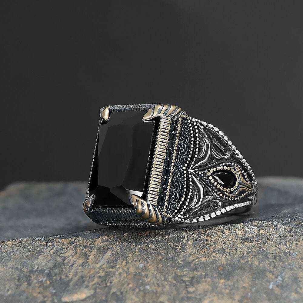 Chevalière Homme en Argent 925 – Design Carré Ombre & Élégance Moderne - BIJOUNOUR
