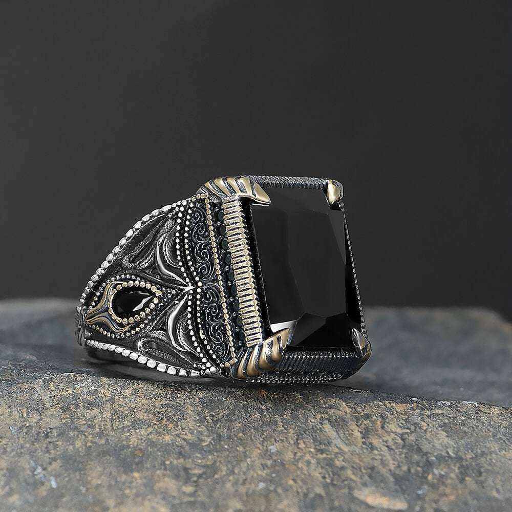 Chevalière Homme en Argent 925 – Design Carré Ombre & Élégance Moderne - BIJOUNOUR