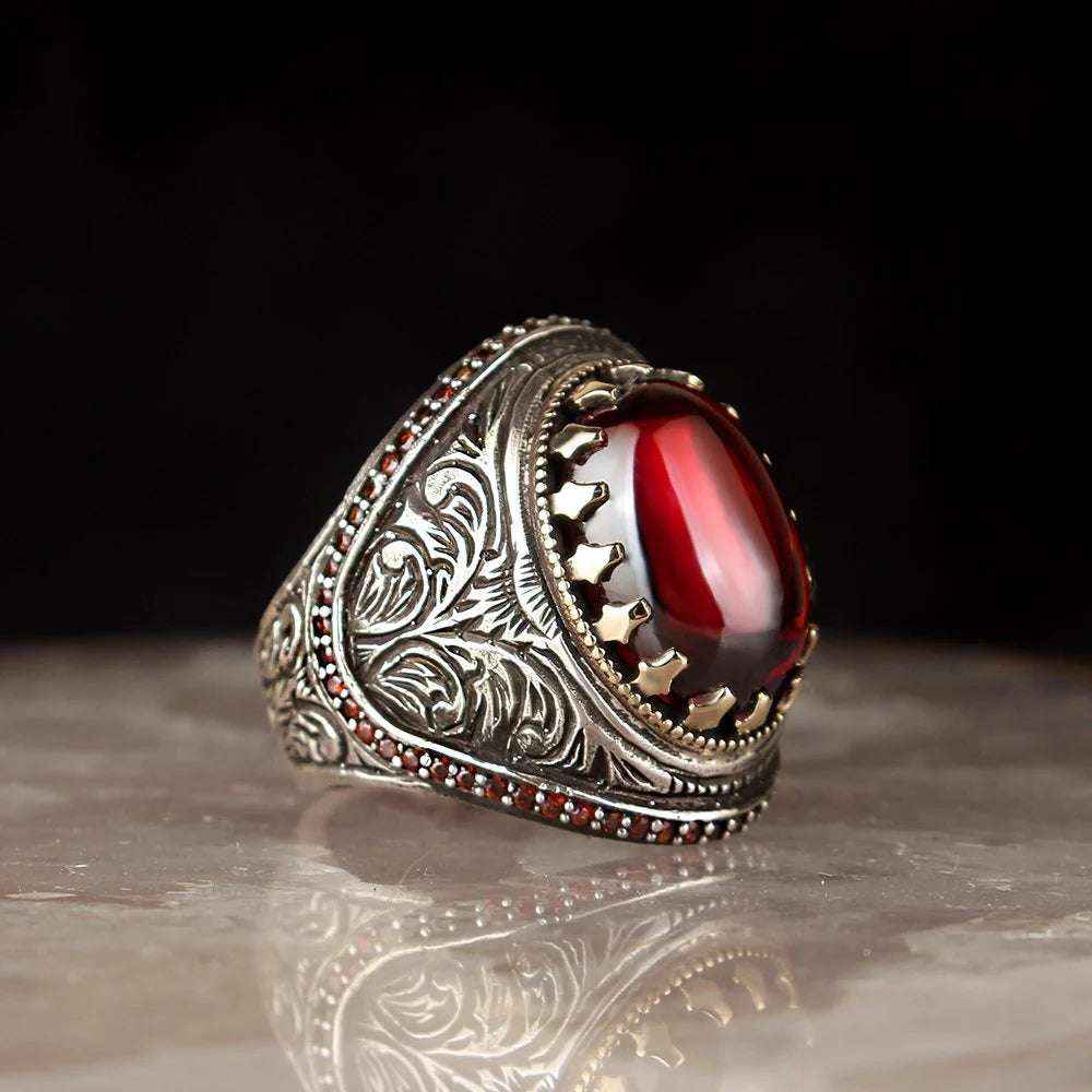 Chevalière Homme en Argent 925 – Émail Coloré & Gravure Artisanale - BIJOUNOUR
