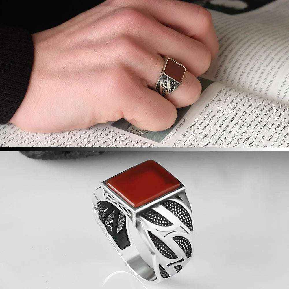 Chevalière Homme en Argent 925 – Pierre Onyx & Design Authentique - BIJOUNOUR