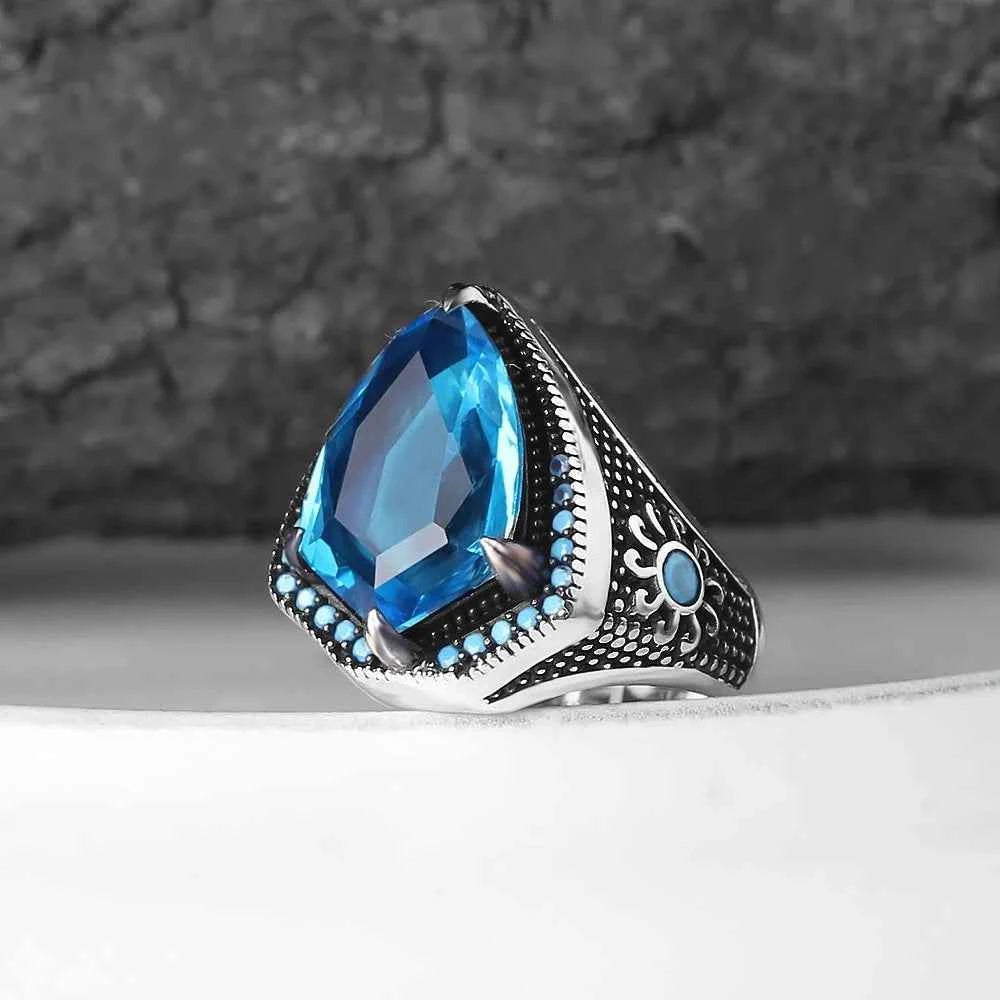 Chevalière Homme en Argent 925 – Zircon & Motif Gravé - BIJOUNOUR