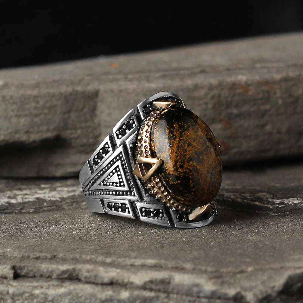 Chevalière Homme en Argent 925 – Pierre Pietersite & Design Authentique - BIJOUNOUR