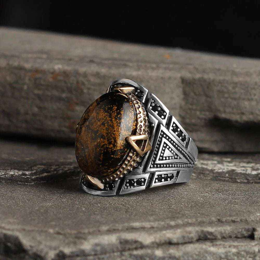 Chevalière Homme en Argent 925 – Pierre Pietersite & Design Authentique - BIJOUNOUR
