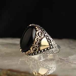 Chevalière Homme en Argent 925 avec Onyx Noir - BIJOUNOUR