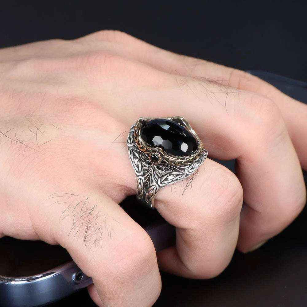 Chevalière Homme en Argent 925 – Motif Chaîne Royale & Zircon Brillant - BIJOUNOUR