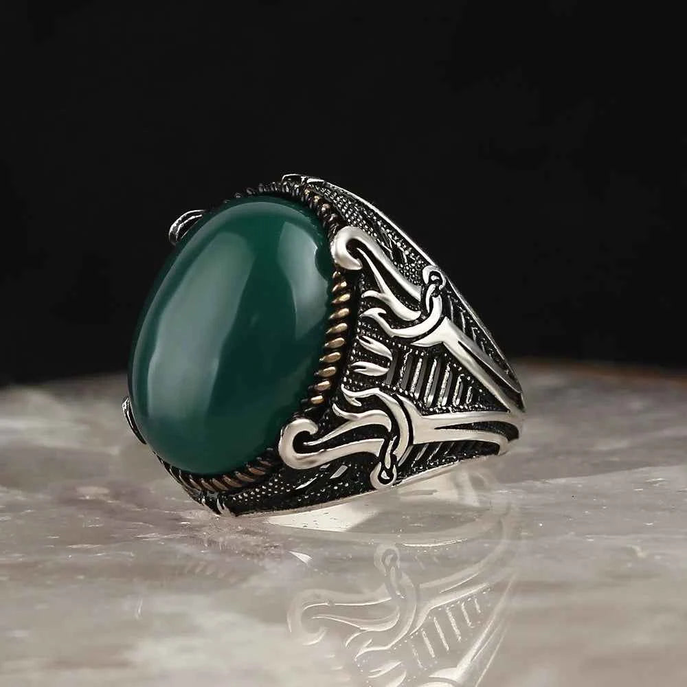 Chevalière Homme en Argent 925 – Modèle Kılıç & Pierre Onyx - BIJOUNOUR