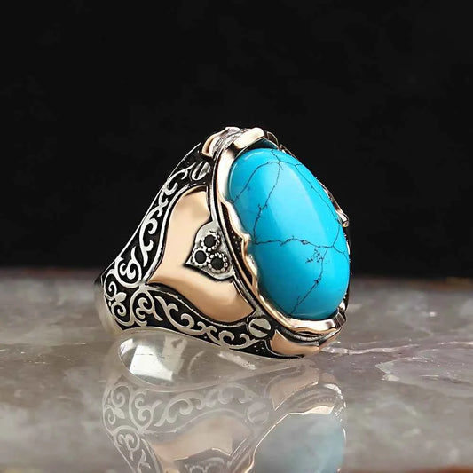 Chevalière Homme en Argent 925 avec Pierre Naturelle - Élégance Unique - BIJOUNOUR