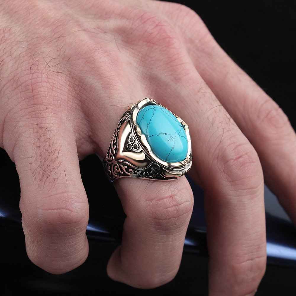 Chevalière Homme en Argent 925 avec Pierre Naturelle - Élégance Unique - BIJOUNOUR