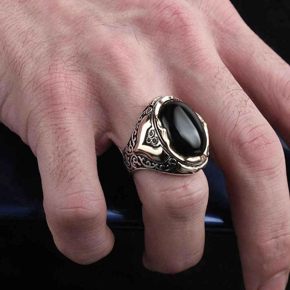 Chevalière Homme en Argent 925 avec Pierre Naturelle - Élégance Unique - BIJOUNOUR