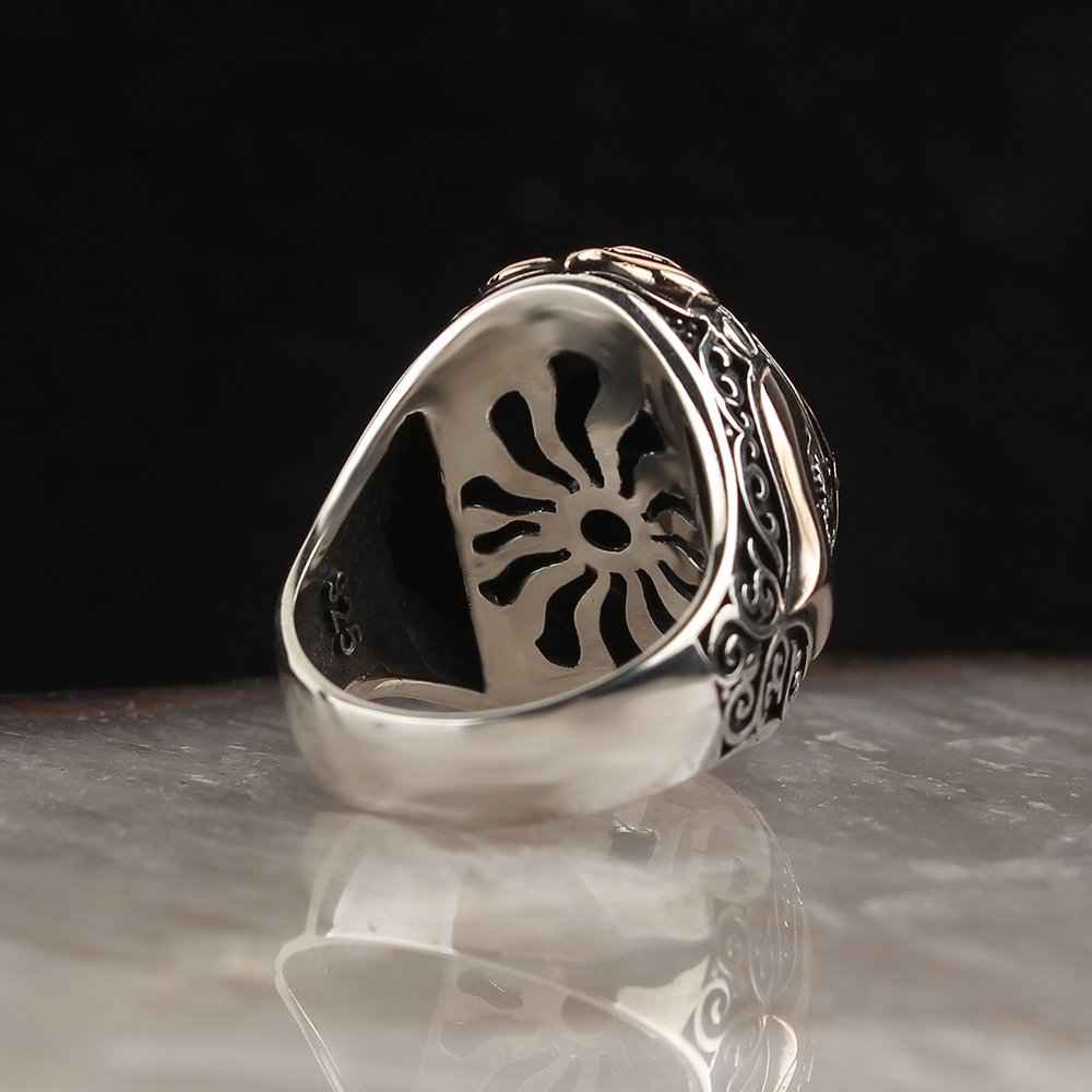 Chevalière Homme en Argent 925 avec Pierre Naturelle - Élégance Unique - BIJOUNOUR