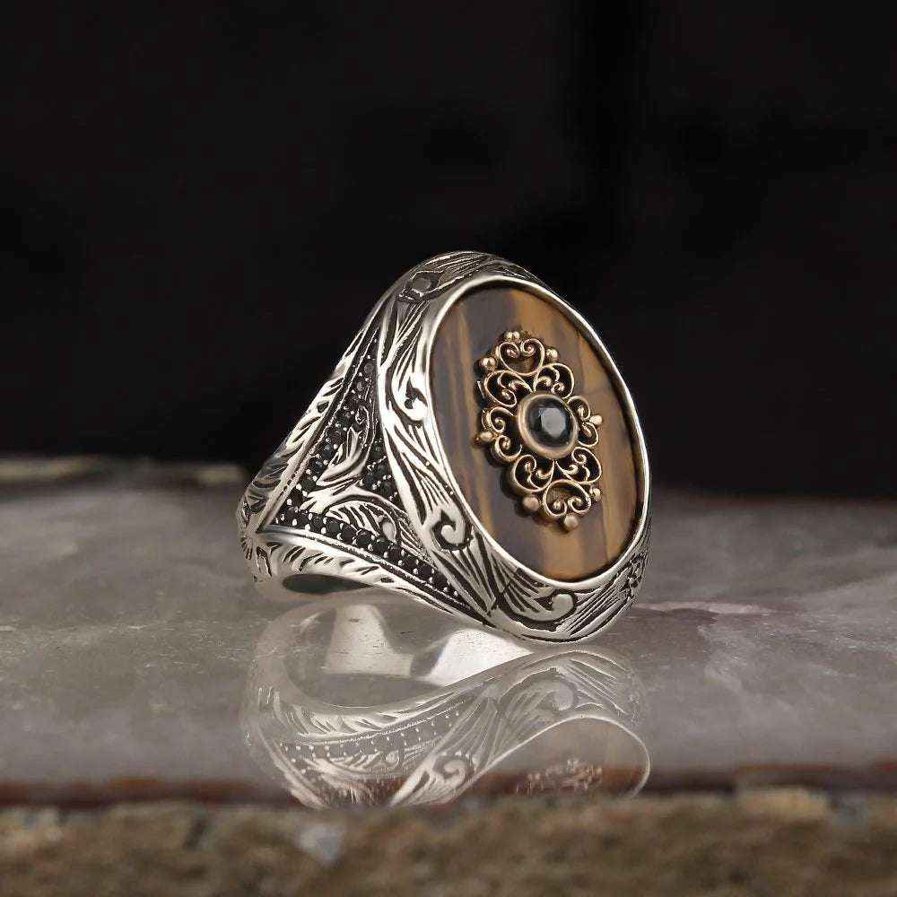 Chevalière Homme en Argent 925 – Onyx Noir & Gravure - BIJOUNOUR