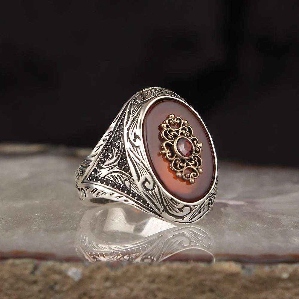 Chevalière Homme en Argent 925 – Onyx Noir & Gravure - BIJOUNOUR